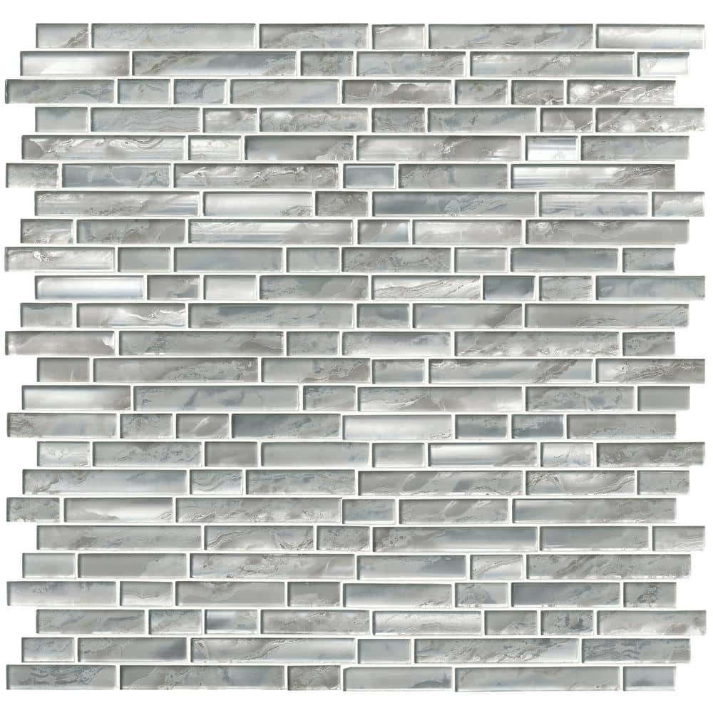 12" X 12" Silver Canvas Interlocking Light Gray Backsplash Linear Mosaic Sheet (9.7SQ FT/CTN) - BUILDMYPLACE