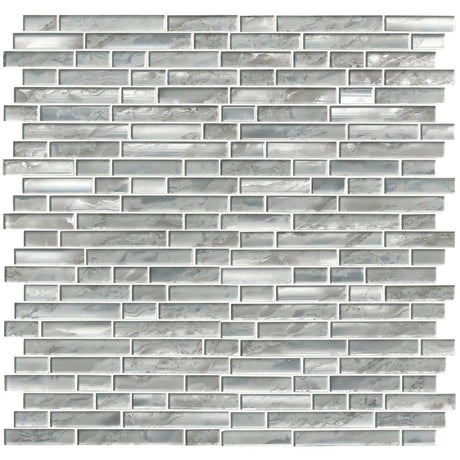 12" X 12" Silver Canvas Interlocking Light Gray Backsplash Linear Mosaic Sheet (9.7SQ FT/CTN) - BUILDMYPLACE