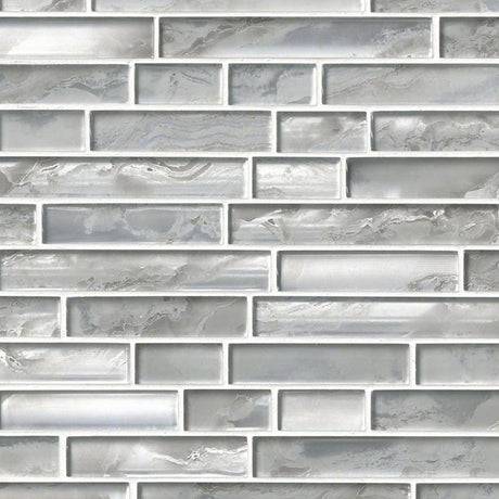 12" X 12" Silver Canvas Interlocking Light Gray Backsplash Linear Mosaic Sheet (9.7SQ FT/CTN) - BUILDMYPLACE