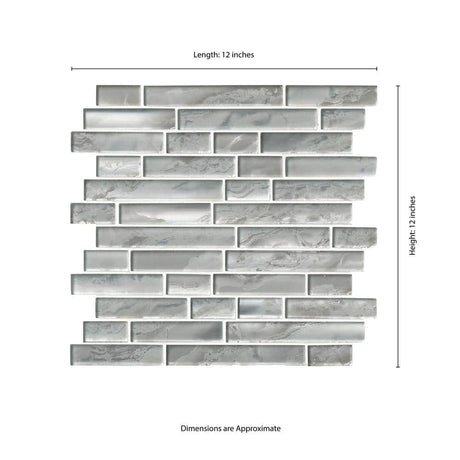 12" X 12" Silver Canvas Interlocking Light Gray Backsplash Linear Mosaic Sheet (9.7SQ FT/CTN) - BUILDMYPLACE