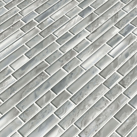 12" X 12" Silver Canvas Interlocking Light Gray Backsplash Linear Mosaic Sheet (9.7SQ FT/CTN) - BUILDMYPLACE