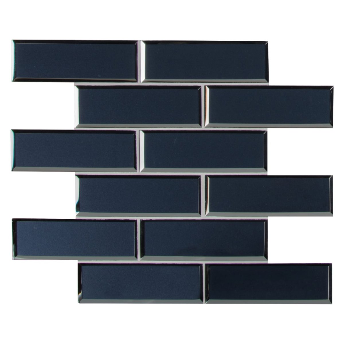 12" X 12" Vague Beveled Blue Glass Subway Brick Mosaic Walls Tile (14.4SQ FT/CTN) - BUILDMYPLACE