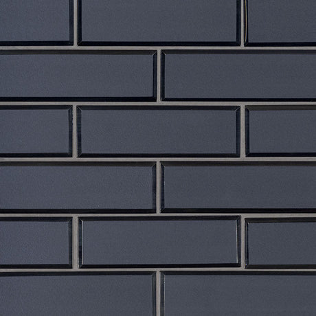 12" X 12" Vague Beveled Blue Glass Subway Brick Mosaic Walls Tile (14.4SQ FT/CTN) - BUILDMYPLACE