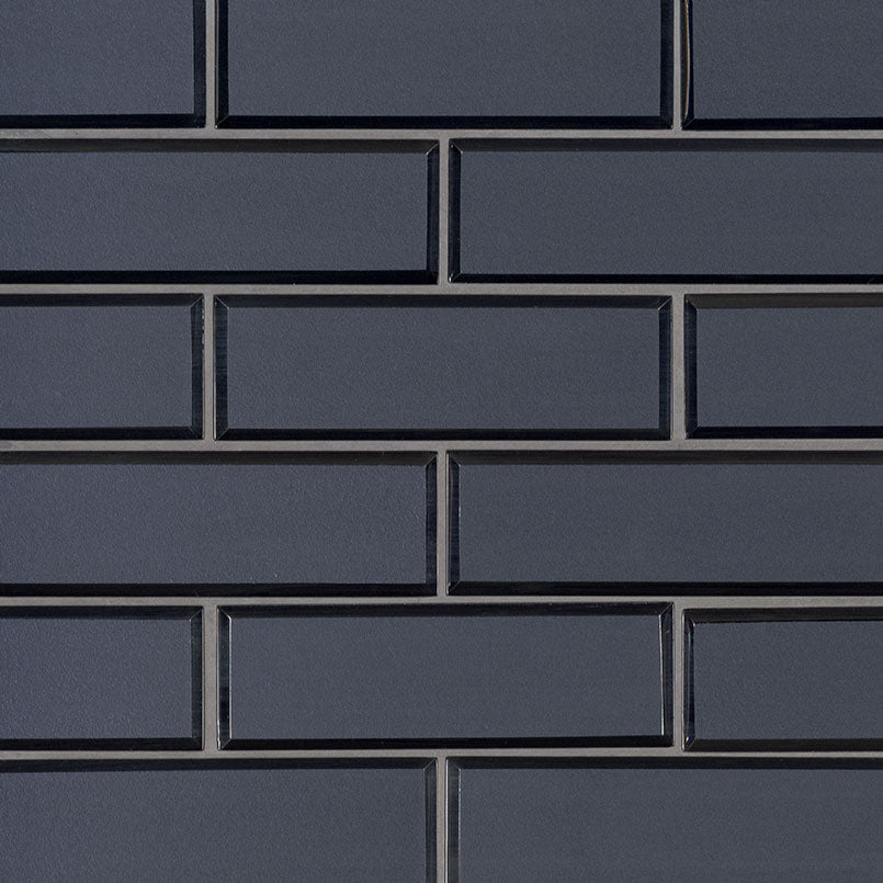 12" X 12" Vague Beveled Blue Glass Subway Brick Mosaic Walls Tile (14.4SQ FT/CTN) - BUILDMYPLACE