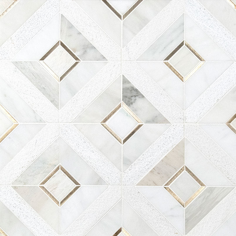 12" X 12" Verona Gold Pattern Warm White Mosaic Wall Tile (9.8SQ FT/CTN) - BUILDMYPLACE