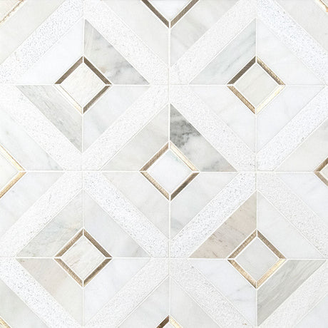 12" X 12" Verona Gold Pattern Warm White Mosaic Wall Tile (9.8SQ FT/CTN) - BUILDMYPLACE