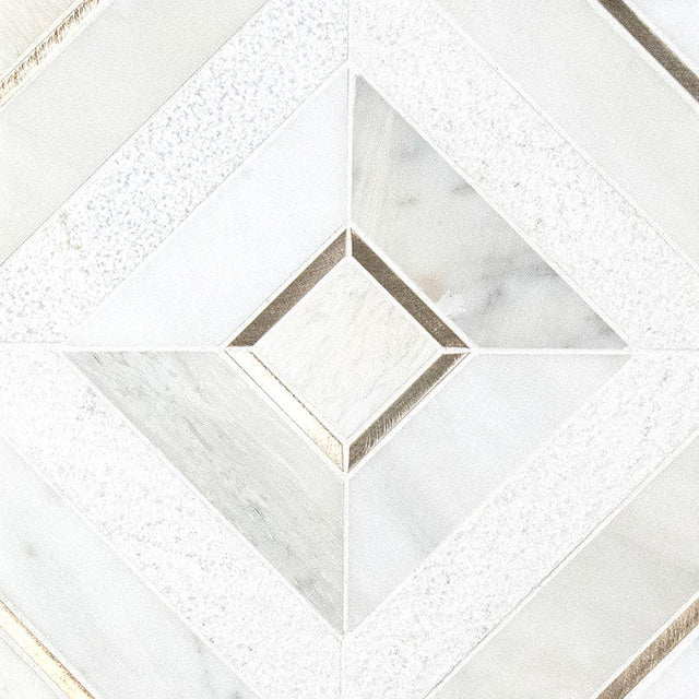 12" X 12" Verona Gold Pattern Warm White Mosaic Wall Tile (9.8SQ FT/CTN) - BUILDMYPLACE