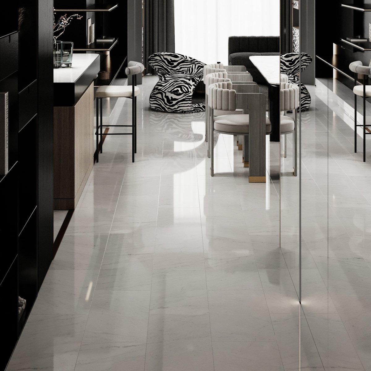 12 X 24 in. Bianco Carrara White Brushed Marble Tile - BUILDMYPLACE