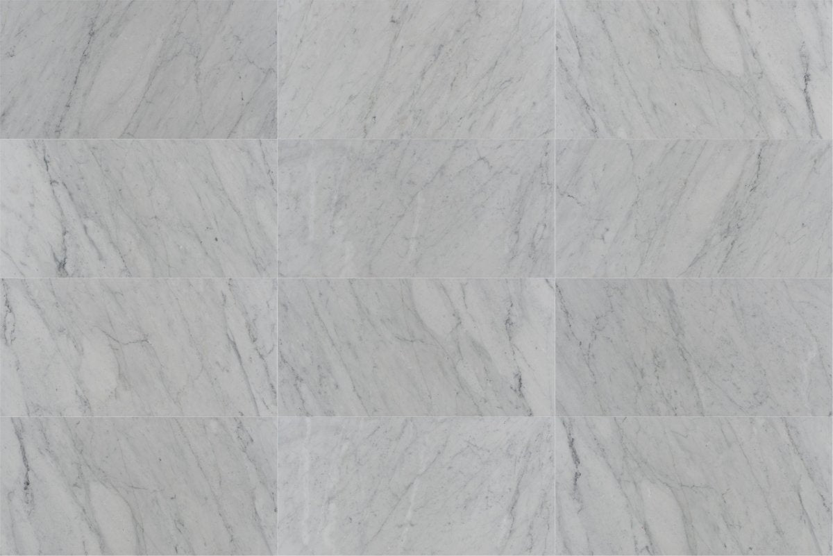 12 X 24 in. Bianco Carrara White Brushed Marble Tile - BUILDMYPLACE