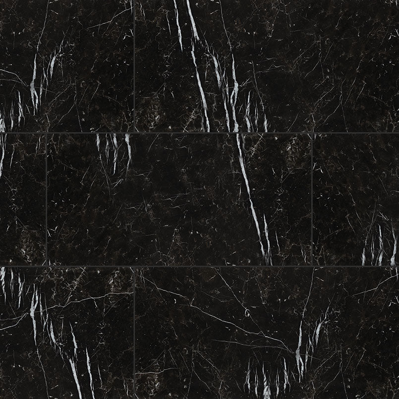 12 X 24 Inch Regallo Marquina Noir Porcelain Tile - Matte - 3/8 Inch Thick - (13.56 Sq. ft./Box) - BUILDMYPLACE