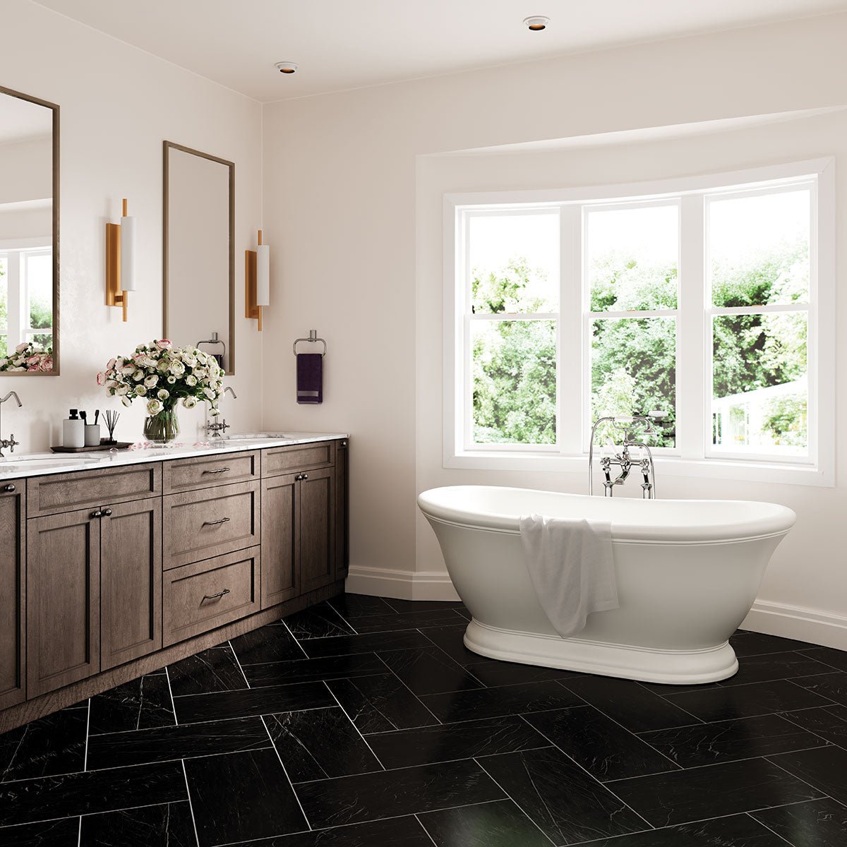 12 X 24 Inch Regallo Marquina Noir Porcelain Tile - Matte - 3/8 Inch Thick - (13.56 Sq. ft./Box) - BUILDMYPLACE