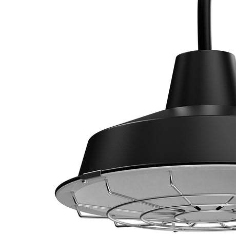 12W Textured Black Gooseneck LED Outdoor Wall Light with Nickel Cage, 3000K (Warm White), Dimmable, 1000 Lumens, ETL Listed - BUILDMYPLACE