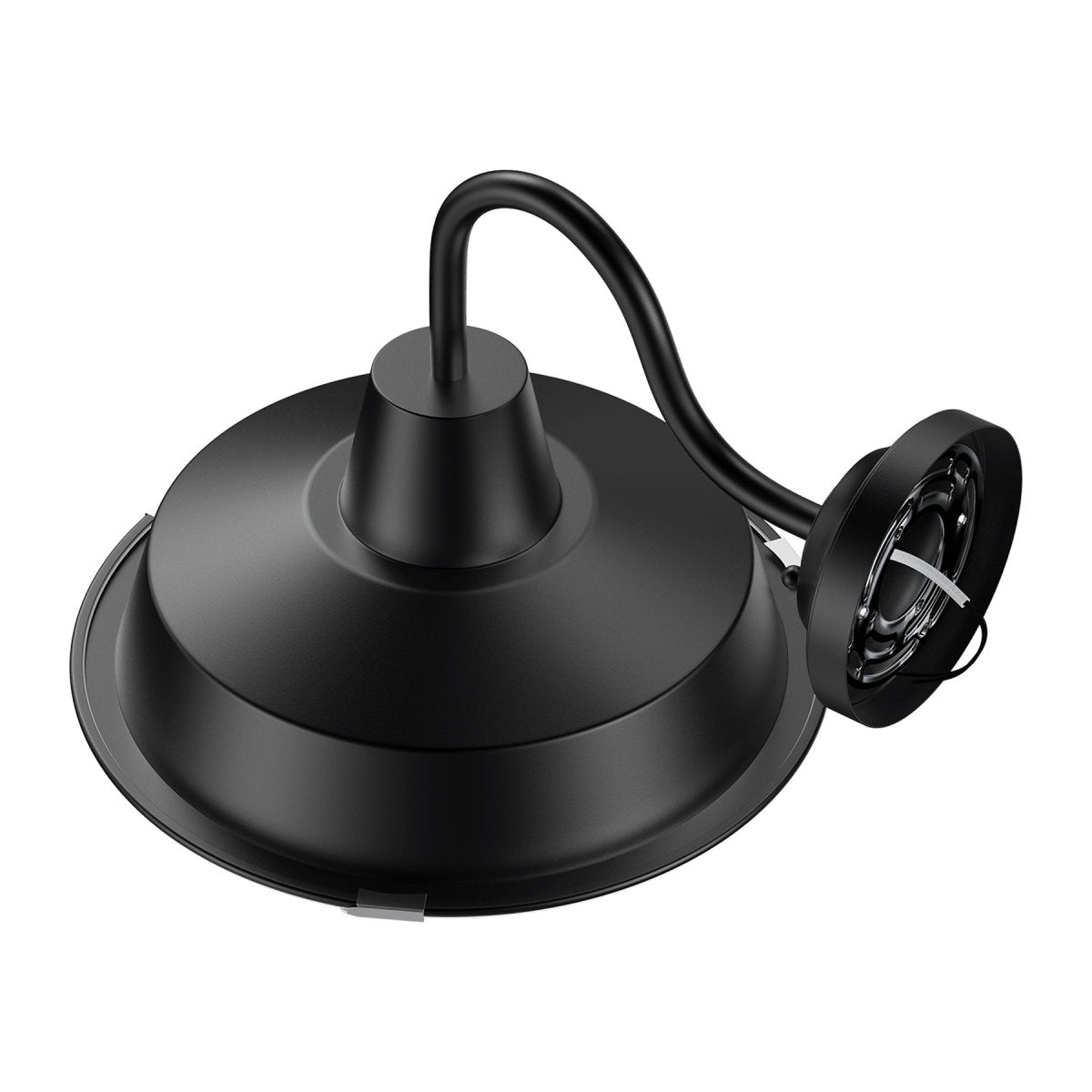 12W Textured Black Gooseneck LED Outdoor Wall Light with Nickel Cage, 3000K (Warm White), Dimmable, 1000 Lumens, ETL Listed - BUILDMYPLACE