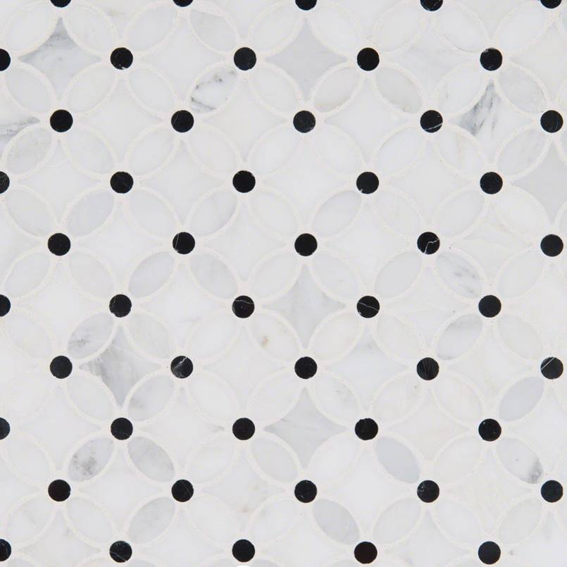 13" X 13" Florita Pattern Polished Cool White Marble Mosaic Sheet (12.1SQ FT/CTN) - BUILDMYPLACE