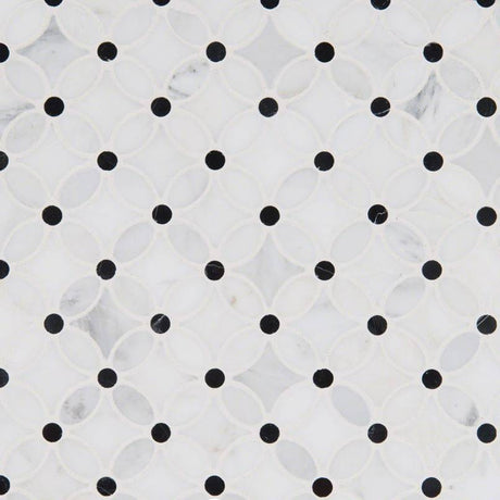 13" X 13" Florita Pattern Polished Cool White Marble Mosaic Sheet (12.1SQ FT/CTN) - BUILDMYPLACE