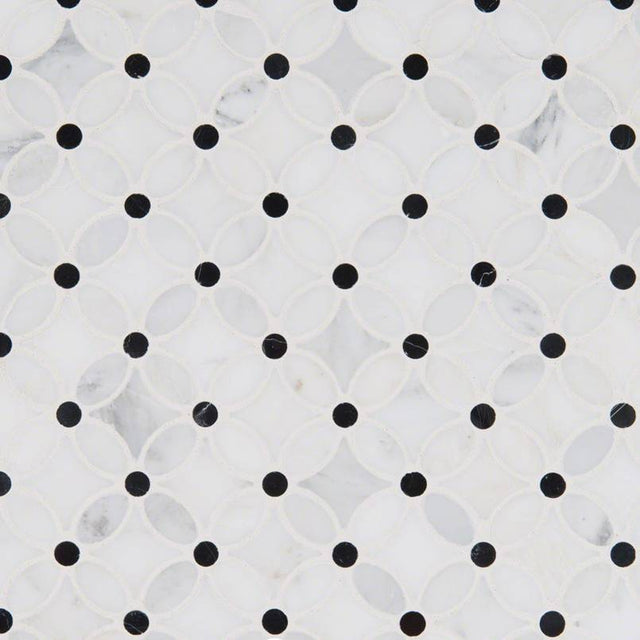 13" X 13" Florita Pattern Polished Cool White Marble Mosaic Sheet (12.1SQ FT/CTN) - BUILDMYPLACE