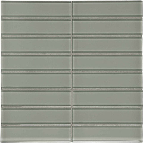 1.5 X 6 In Stacked Element Smoke Dark Colors Glass Mosaic