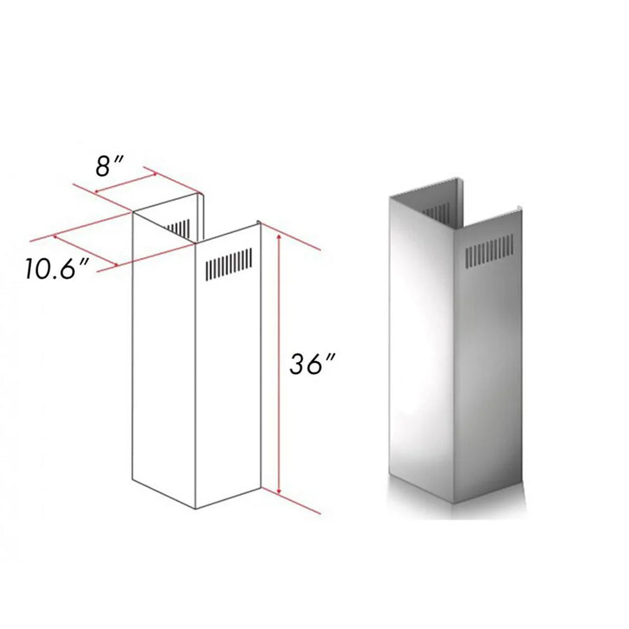 ZLINE 1-36 in. Chimney Extension for 9 ft. to 10 ft. Ceilings (1PCEXT-KF1/KF2)