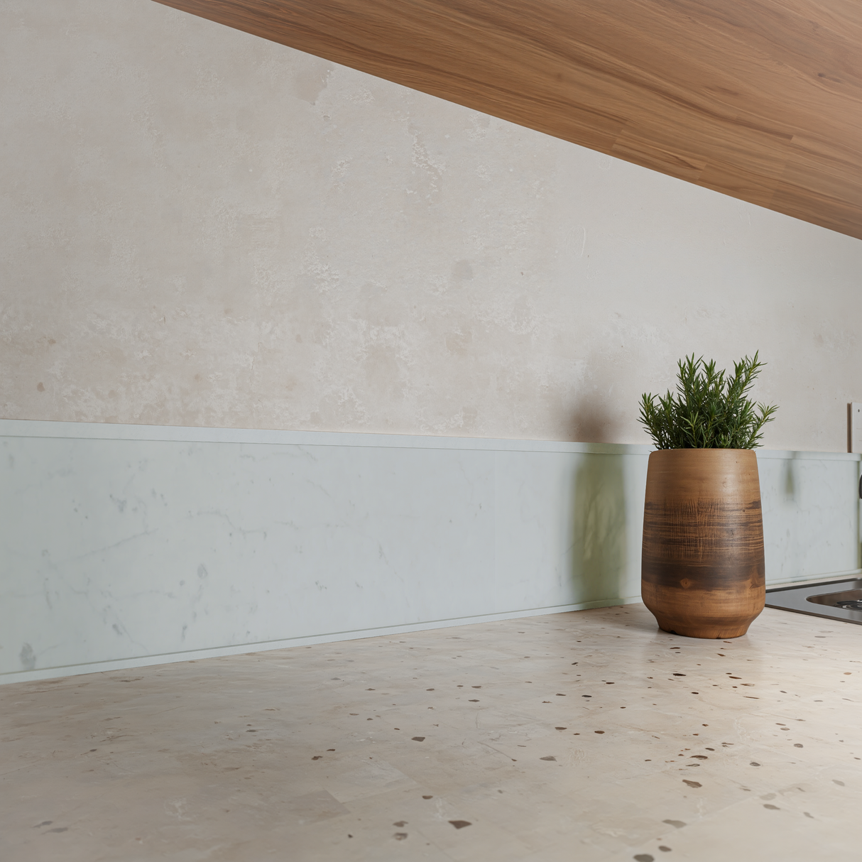 1/2 x 12 in Eterna Bianco Honed Marble Deco-Bar