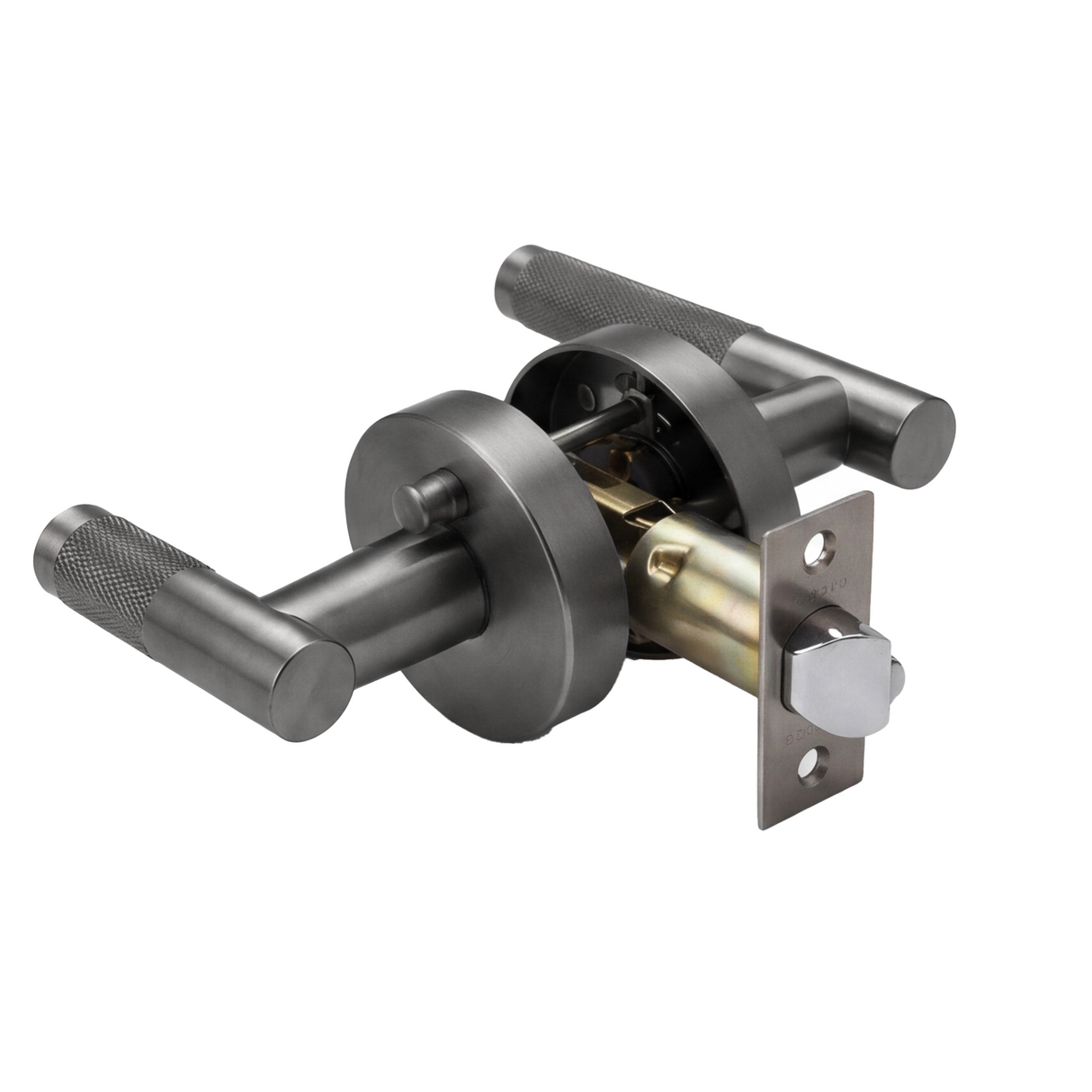 Ivanees Heavy Duty Privacy Leverset in Brushed Gun Metal Finish with Concealed Screws