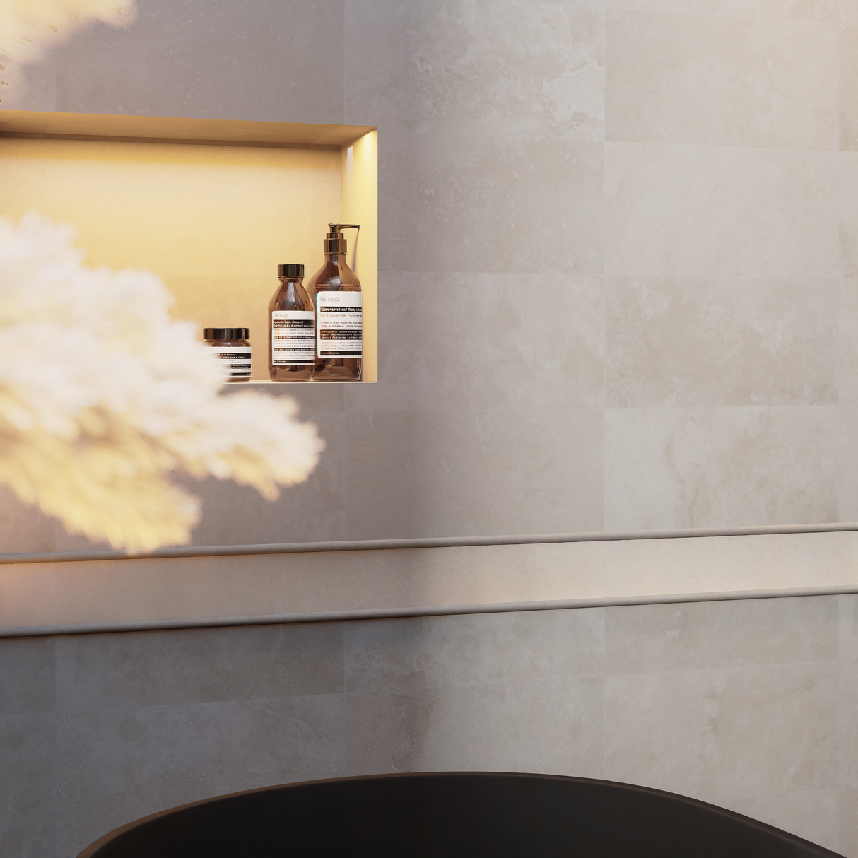 5/8 x 12 in Ivory Honed Travertine Pencil