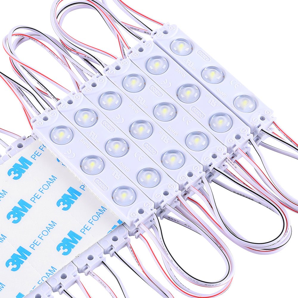 1W LED Module Lights For Signs - DC 12V - 3 LEDs/Mod - Pure White - 7000K - UL Listed - BUILDMYPLACE
