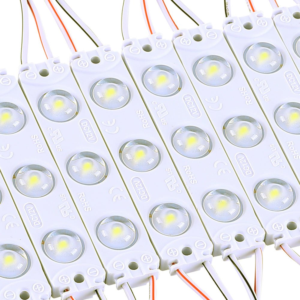 1W LED Module Lights For Signs - DC 12V - 3 LEDs/Mod - Pure White - 7000K - UL Listed - BUILDMYPLACE