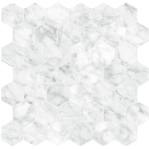 2 In Hexagon La Marca Carrara Gioia Honed Glazed Porcelain Mosaic