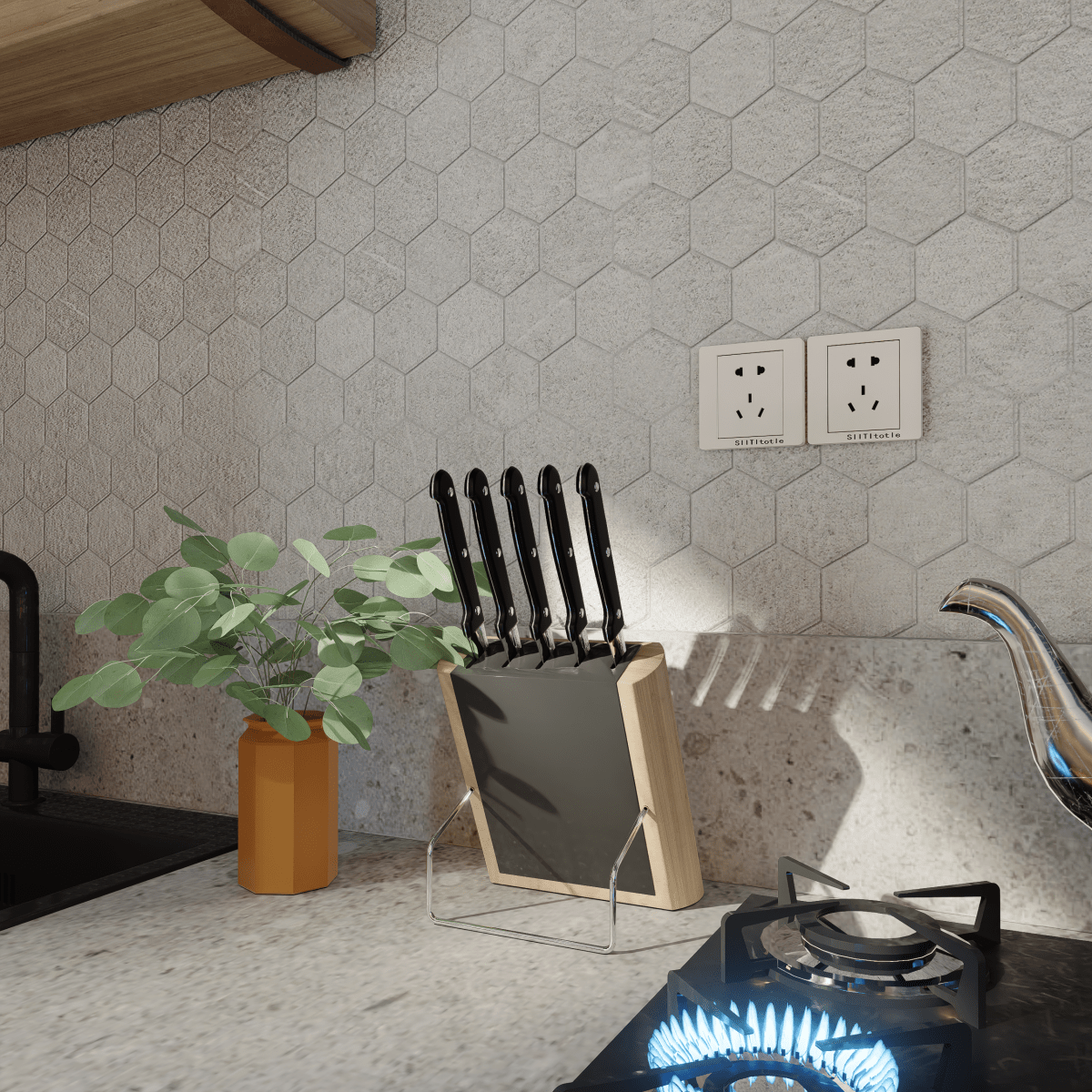 2 In Hexagon Mjork Ash Matte Color Body Porcelain Mosaic - BUILDMYPLACE