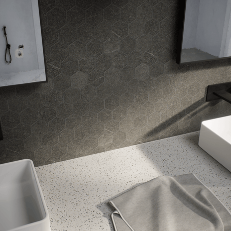 2 In Hexagon Mjork Carbon Matte Color Body Porcelain Mosaic - BUILDMYPLACE