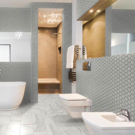 2 In Hexagon Mjork Clay Matte Color Body Porcelain Mosaic - BUILDMYPLACE