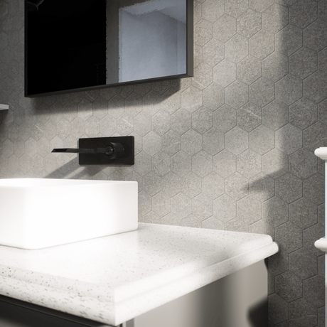 2 In Hexagon Mjork Clay Matte Color Body Porcelain Mosaic - BUILDMYPLACE