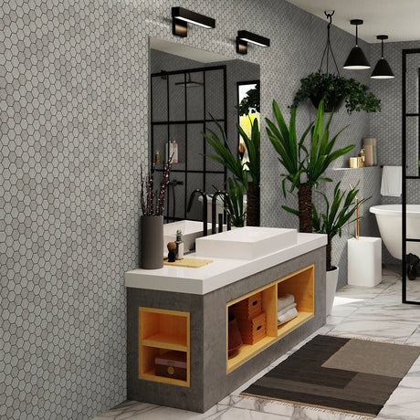 2 In Hexagon Mjork Mica Matte Color Body Porcelain Mosaic - BUILDMYPLACE