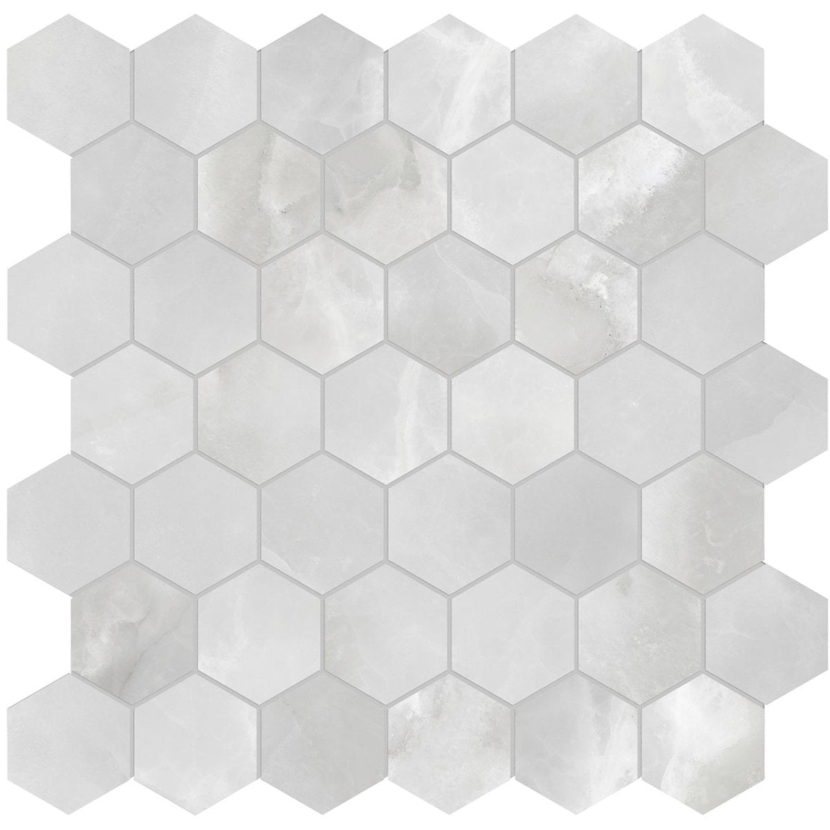 2 In Hexagon Plata Onyx Matte Glazed Porcelain Mosaic - BUILDMYPLACE