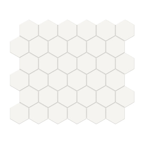 2 In Hexagon Soho Canvas White Matte Glazed Porcelain Mosaic