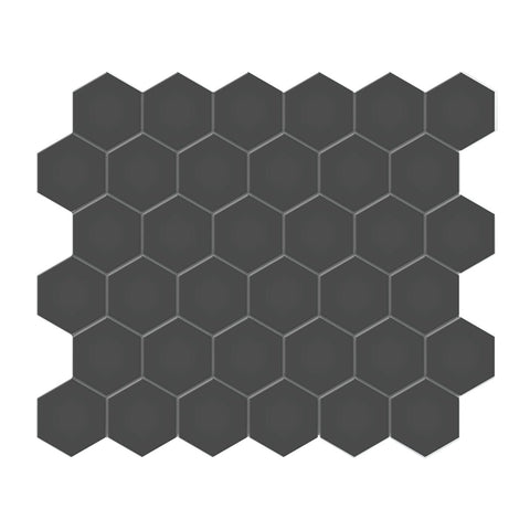 2 In Hexagon Soho Retro Black Matte Unglazed Porcelain Mosaic