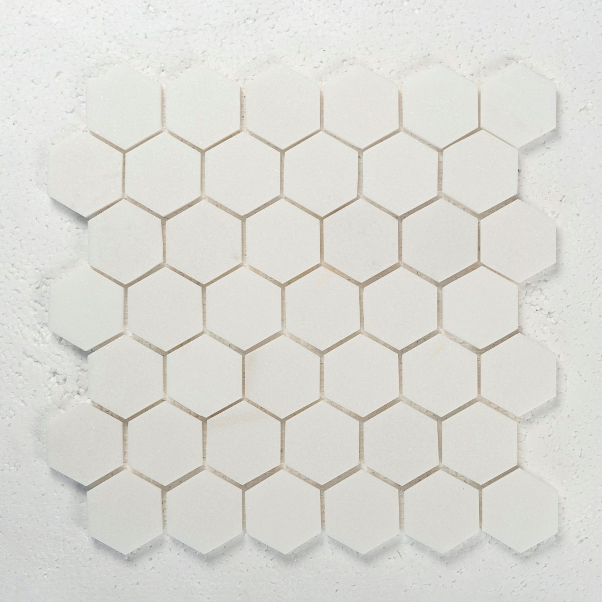 2 in Hexagon Thassos White Polished Marble Mosaic Tile - BUILDMYPLACE