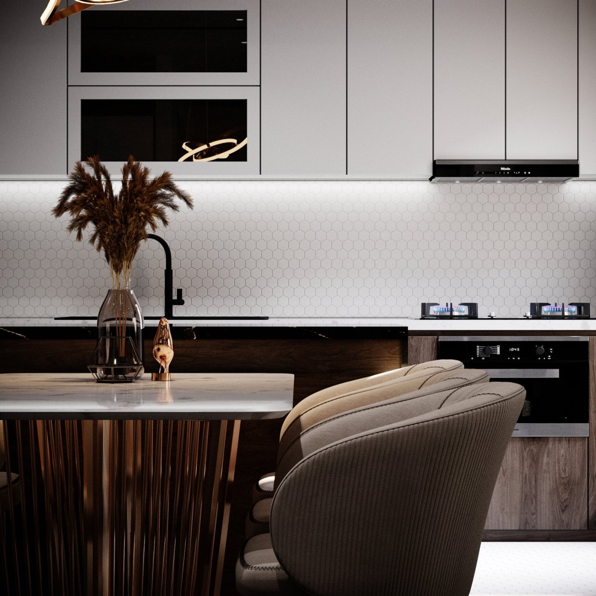 2 in Hexagon Thassos White Polished Marble Mosaic Tile - BUILDMYPLACE