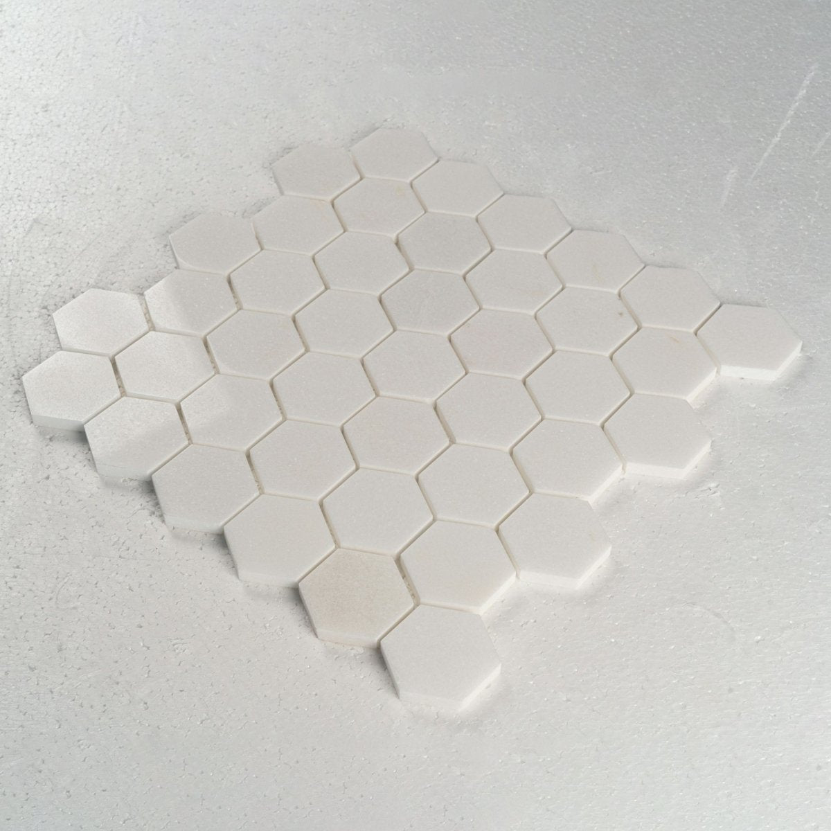 2 in Hexagon Thassos White Polished Marble Mosaic Tile - BUILDMYPLACE