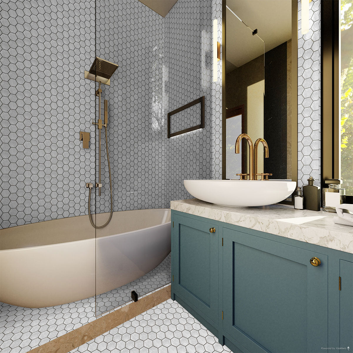 2 in. Plata Perla Grigia Hexagon Matte Glazed Porcelain Mosaic - BUILDMYPLACE