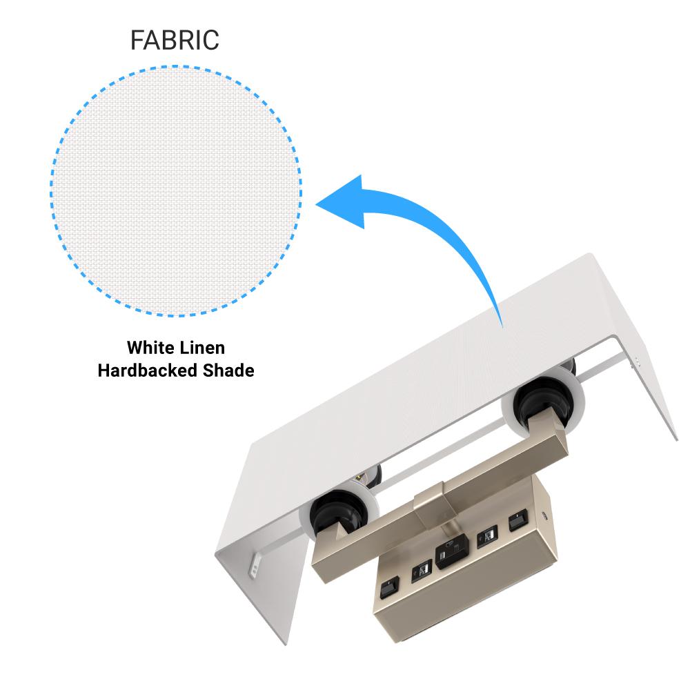 2 - Light, Wall Sconce for Bedroom with 2 Switch, 2 USB, 2 Type C & 1 Outlet, White Fabric / Acrylic Shade, Wall Mounted Lamps for Hotel, Corridor and Restaurant - BUILDMYPLACE