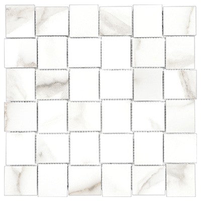2 X 2 In Basketweave Mayfair Calacatta Oro Matte Glazed Porcelain Mosaic