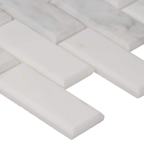 2" X 4" Arabescato Carrara Beveled, Honed Cool - White Marble Subway Joint Mosaic Tile (10SQ FT/CTN) - BUILDMYPLACE