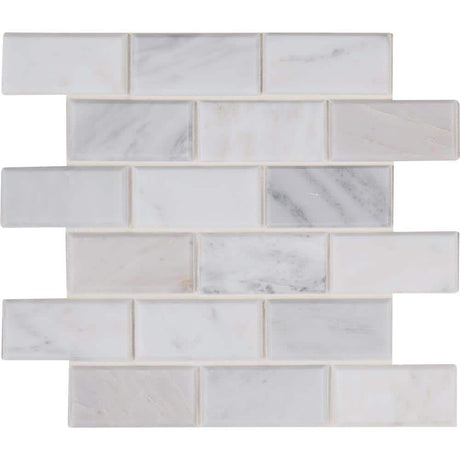 2" X 4" Arabescato Carrara Beveled, Honed Cool - White Marble Subway Joint Mosaic Tile (10SQ FT/CTN) - BUILDMYPLACE