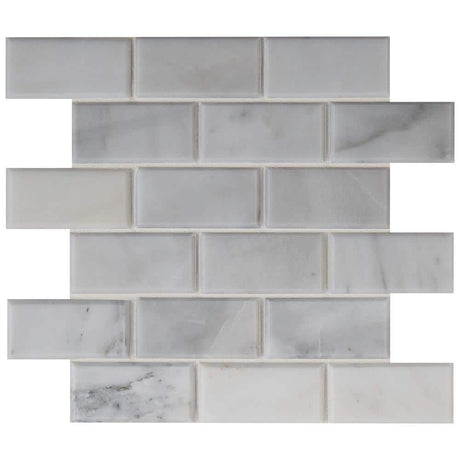2" X 4" Greecian White Polished and Beveled Marble Mosaic Tile (10SQ FT/CTN) - BUILDMYPLACE