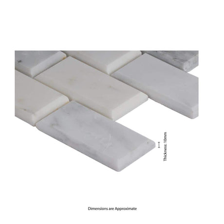2" X 4" Greecian White Polished and Beveled Marble Mosaic Tile (10SQ FT/CTN) - BUILDMYPLACE