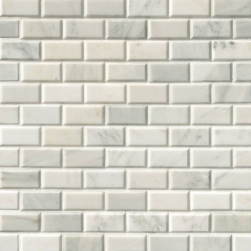 2" X 4" Greecian White Polished and Beveled Marble Mosaic Tile (10SQ FT/CTN) - BUILDMYPLACE