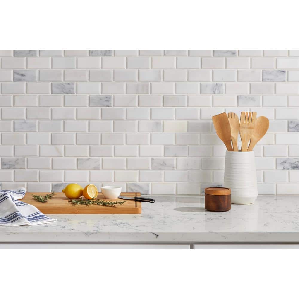 2" X 4" Greecian White Polished and Beveled Marble Mosaic Tile (10SQ FT/CTN) - BUILDMYPLACE