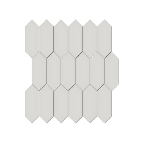 2 X 5 In Picket Soho Halo Grey Matte Glazed Porcelain Mosaic