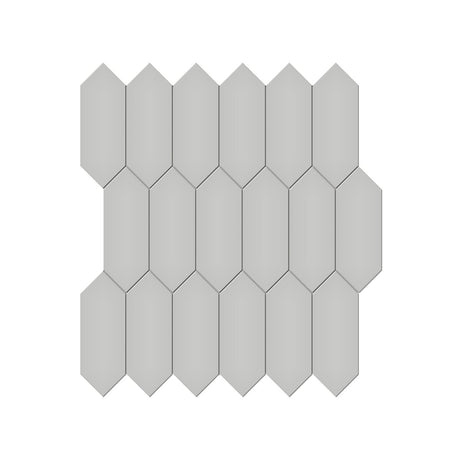 2 X 5 In Picket Soho Loft Grey Glossy Glazed Porcelain Mosaic - BUILDMYPLACE